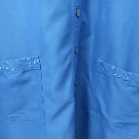 HSZ Studio Woman 4X Bathrobe Housecoat House Dress Button-Down Blue Embroidered - Picture 2 of 15